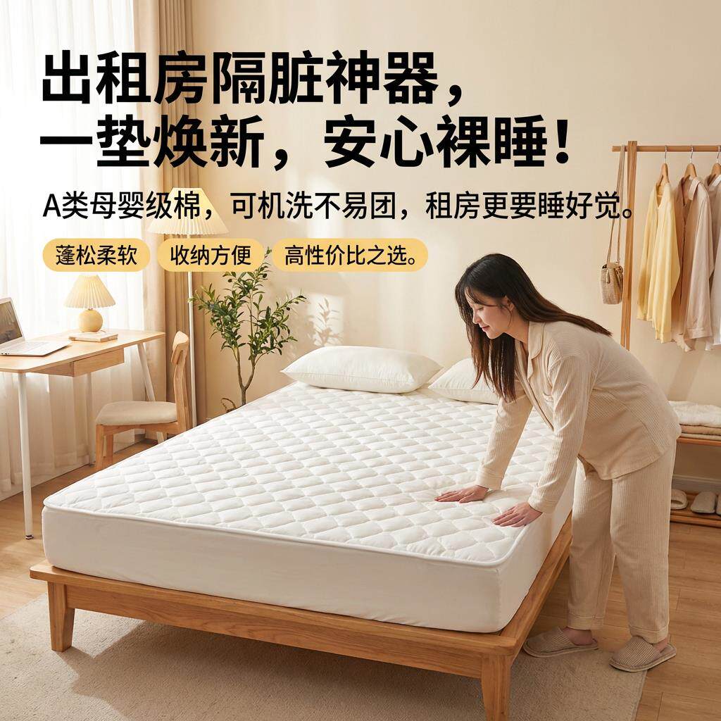 出租房床垫隔脏夏天卧室床上薄款床褥垫可折叠软垫保护垫隔脏垫