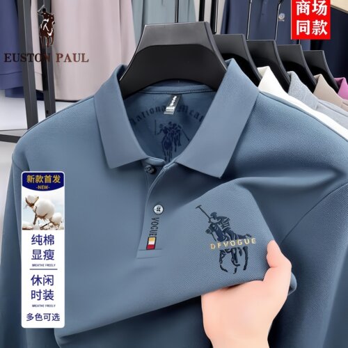 保罗中年男士纯棉长袖t恤