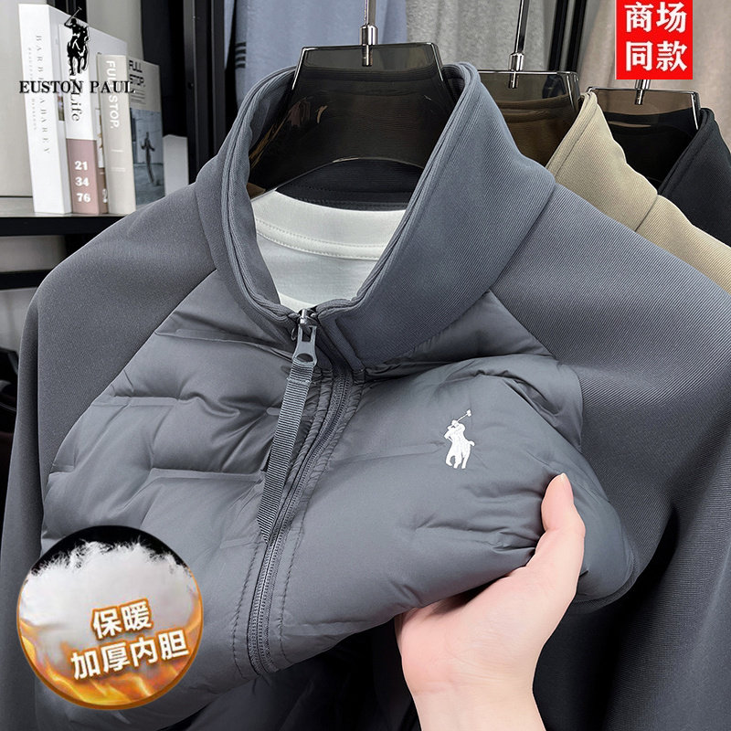 保罗男士立领羽绒服短款2025新款冬季时尚拼接外套高级感品牌上衣