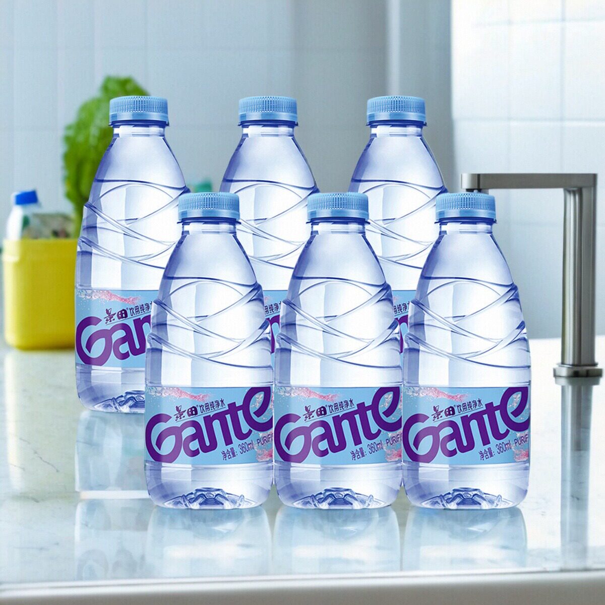 ganten/景田纯净水360ml*6瓶家庭健康小瓶装饮用水整箱非矿泉水