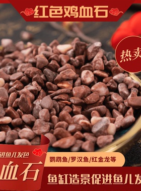天然鸡血石底砂鱼缸造景鸡血沙罗汉鱼鹦鹉鱼诱色发色专用红色底沙