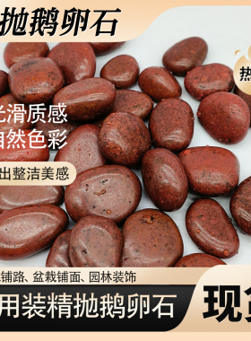 红色鹅卵石大小黑石头庭院铺地铺路花园造景天然雨花石原石鹅软石
