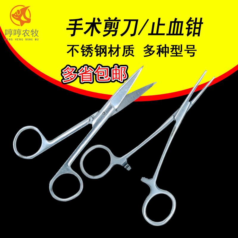 医用不锈钢止血钳持针器宠物拔毛钳医用手术剪拆线剪直弯包邮