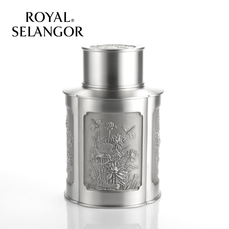 皇家雪兰莪ROYAL SELANGOR 超大号 手工锡制 四季之花家用茶叶罐