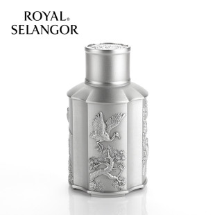SELANGOR鸟咏花枝手工茶叶罐家用锡器茶叶密封罐 皇家雪兰莪ROYAL