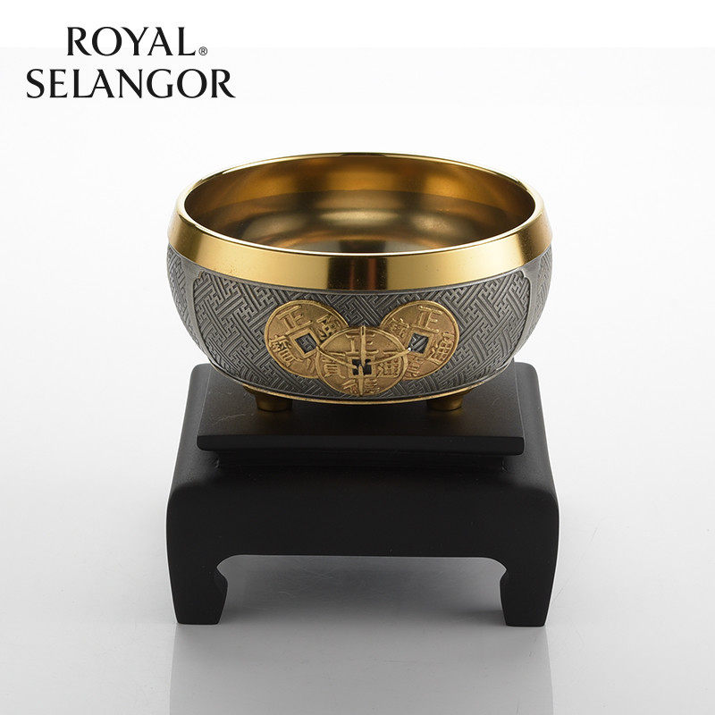 皇家雪兰莪royal selangor镀金富贵碗镀金桌面摆件招财碗送礼礼物