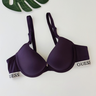 新款韩国原单葡萄紫光面性感聚拢上托带钢圈文胸纯棉内衬舒适好穿