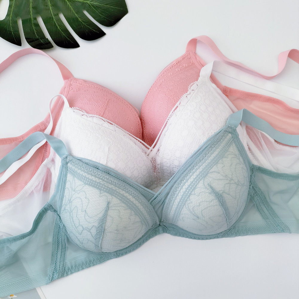 新款韩国原单轻奢淑女蕾丝无痕白色薄款聚拢上托侧收无钢圈文胸