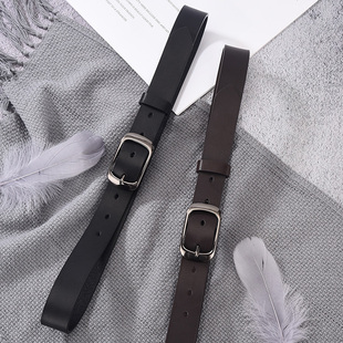 男女士通用真皮休闲百搭皮带纯牛皮百搭牛仔裤 腰带ins韩国针扣潮