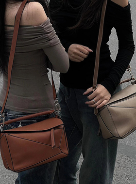 2025新款puzzle中号29cm几何包拼接牛皮单肩斜挎手提男女包枕头包