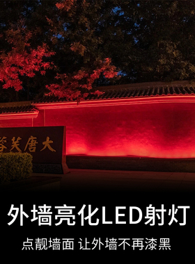 外墙射灯防水高亮化灯户外夜景灯大功率led投光灯ip66红色洗墙灯