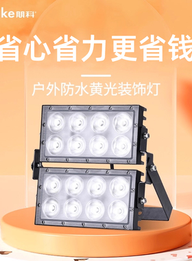 led外墙灯黄光装饰灯户外防水100w投光灯远程聚光灯树灯景观射灯