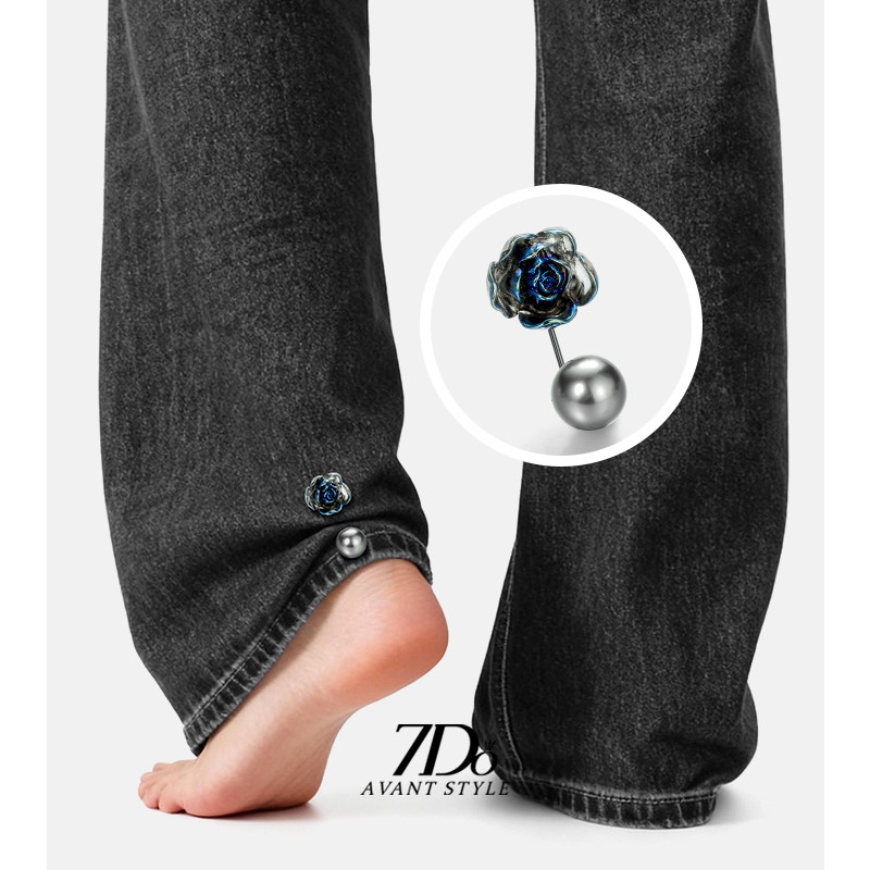 复古水晶玫瑰裤脚防拖地神器别针