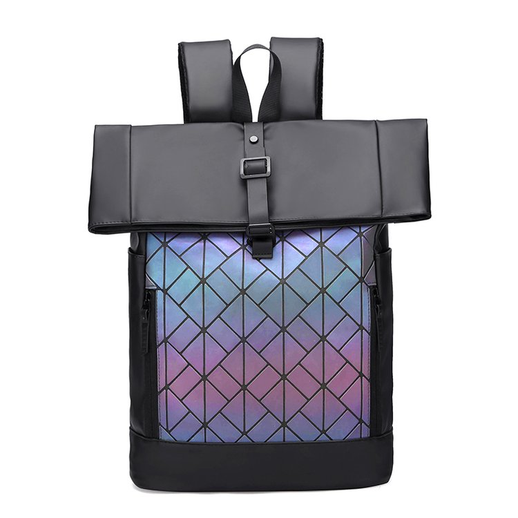 大容量双肩包新款菱格旅行包男士商务电脑背包时尚学生书包通勤包