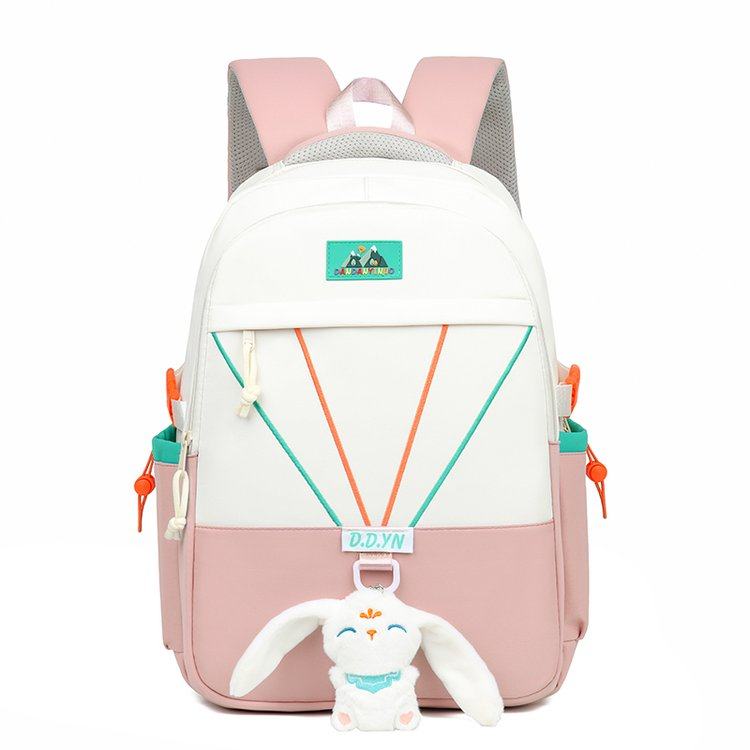 2025春季新款糖果色书包女简约拼接撞色双肩包轻便百搭大容量背包