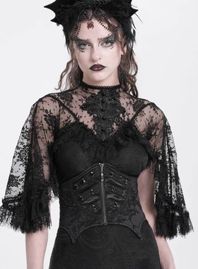 EVALADY恶魔时尚女装哥特朋克暗黑下摆类似蝙蝠状提花腰封EAS029