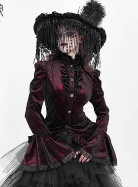 Devil Fashion恶魔时尚女装哥特 亮光丝绒料燕尾款衬衫 SHT14102
