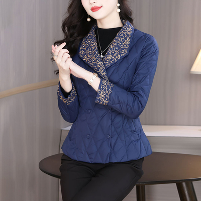 刺绣轻薄短款羽绒棉服修身外套
