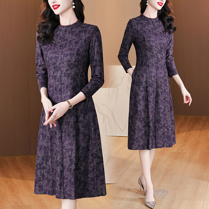 优雅气质大摆型聚酯纤维碎花印花