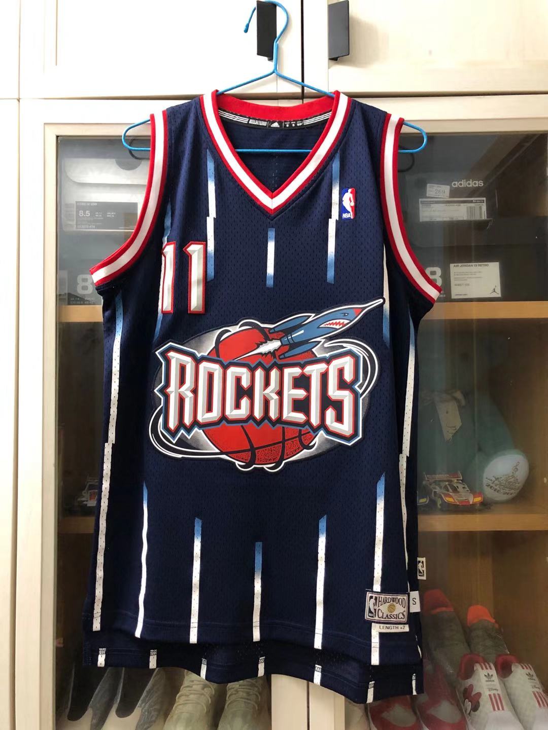 麦基森 adidas 姚明 火箭队 复古大火箭 sw 刺绣 球衣 bv1466