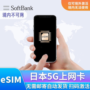 eSIM日本电话卡softbank高速5G流量手机上网3/5/7/10/15天旅游卡