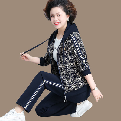 运动套装休闲服连帽中年妈妈洋气