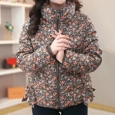 2025洋气花色羽绒服短款立领外套
