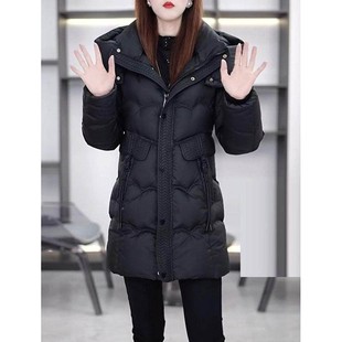 黑色中长款羽绒服女2025冬季新款时尚加厚保暖修身显瘦白鸭绒外套