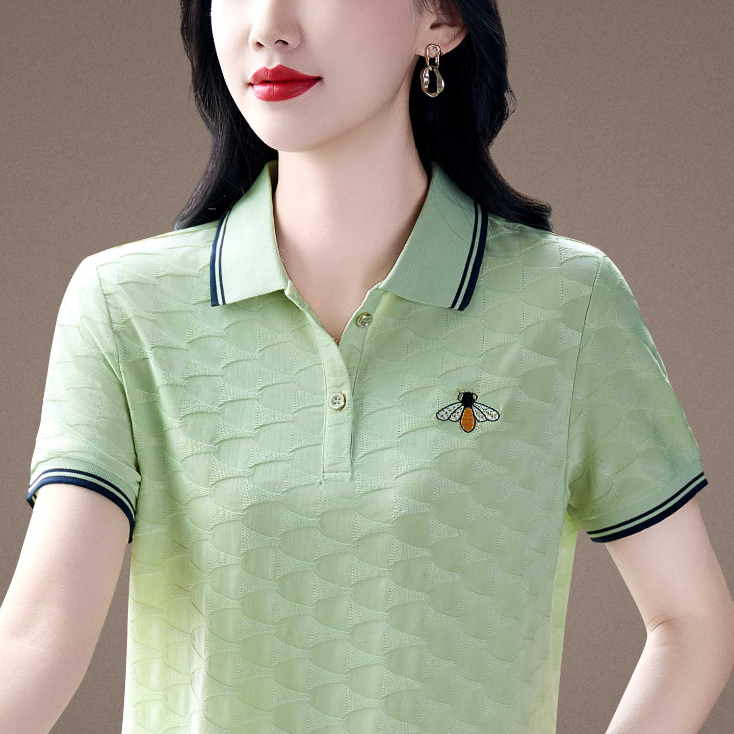 夏季薄款短袖T恤POLO衫女2026年新款大码休闲减龄小个子翻领上衣