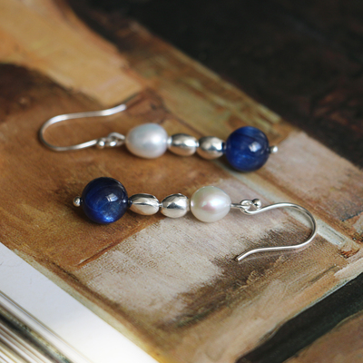 手工原创蓝晶石Vintage耳环