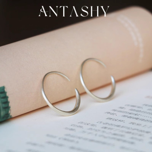 999纯银手工原创精致细圆耳环高品质冷淡风开口设计感耳环饰复古