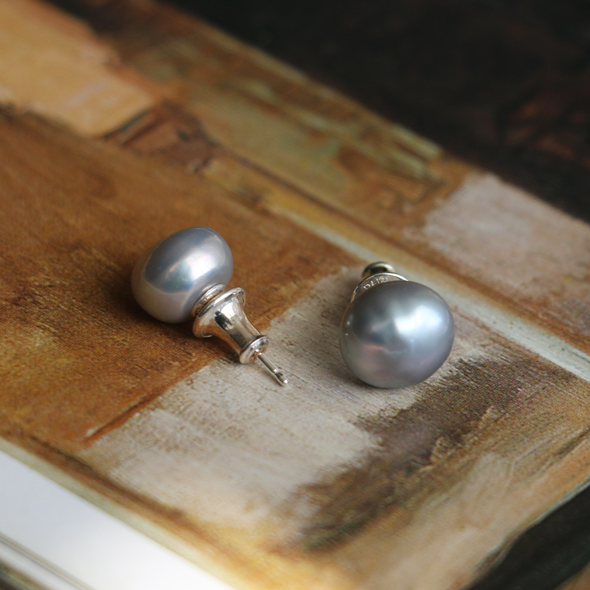 S925纯银天然淡水巴洛克灰珍珠耳钉复古高级个性气质耳钉,饰品/流行首饰/时尚饰品新,耳钉,淘宝优惠券,粉丝福利购,淘宝优惠卷