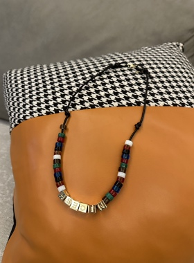 【现货】Mona复古项链金色彩色珠