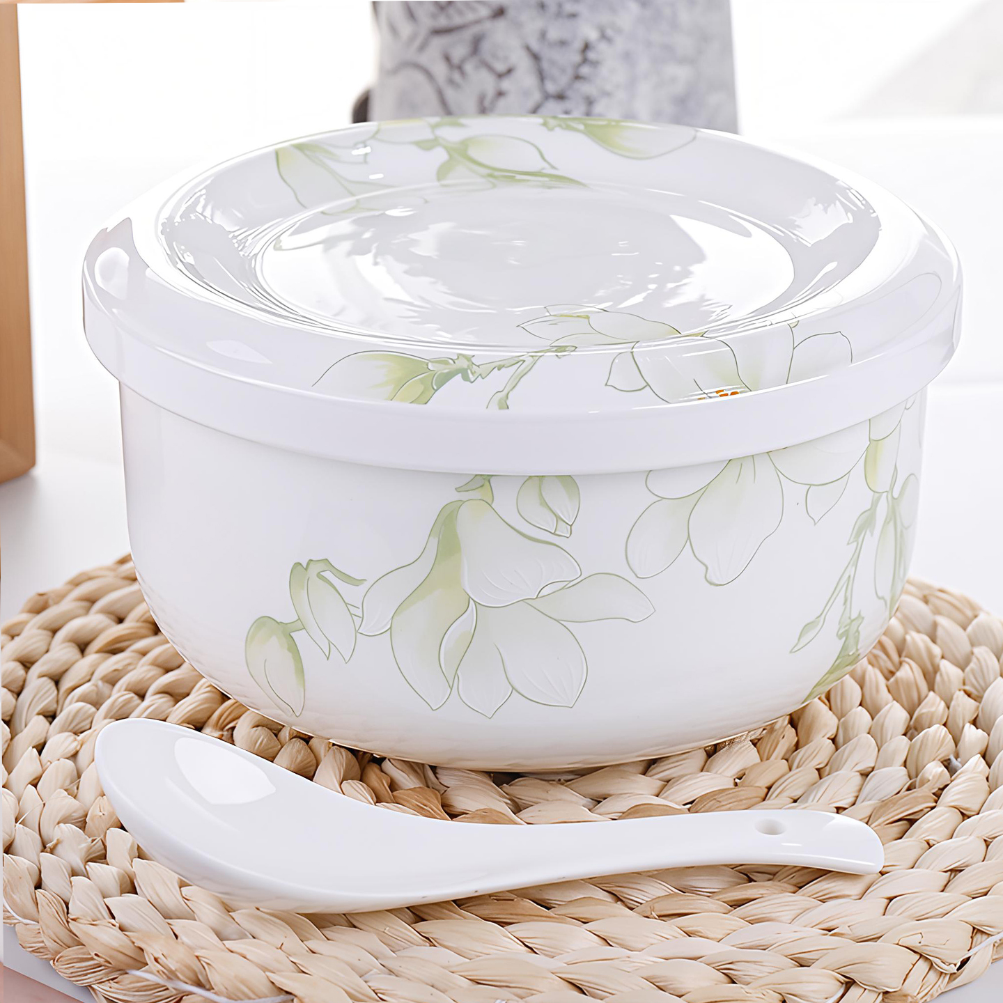 骨瓷碗带盖泡面碗专用的蒸碗保鲜