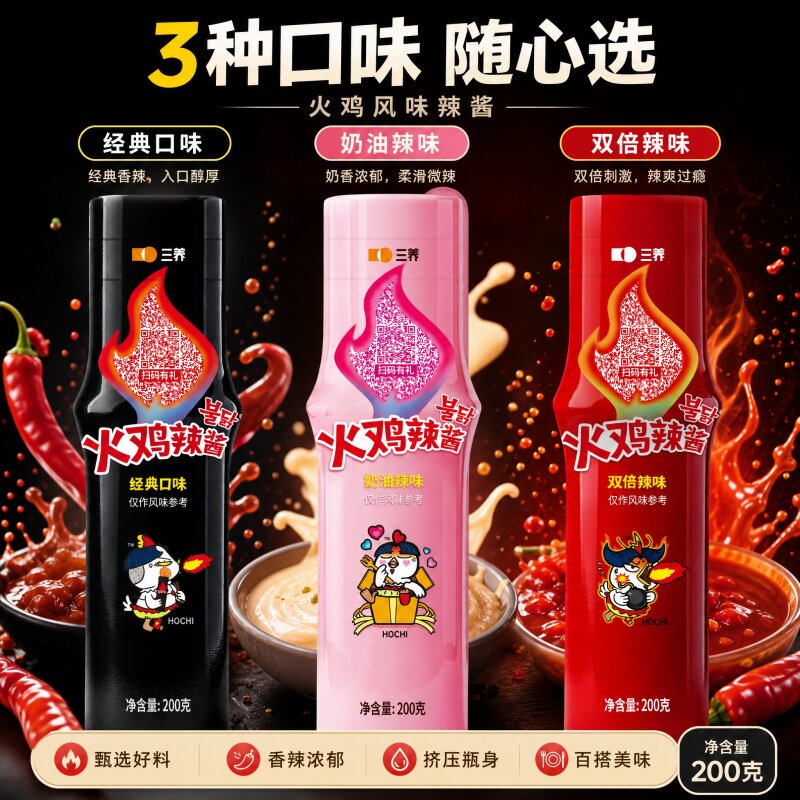 三养火鸡面酱200g韩国进口火鸡辣酱双倍辣拌面拌饭拌菜韩式辣椒酱