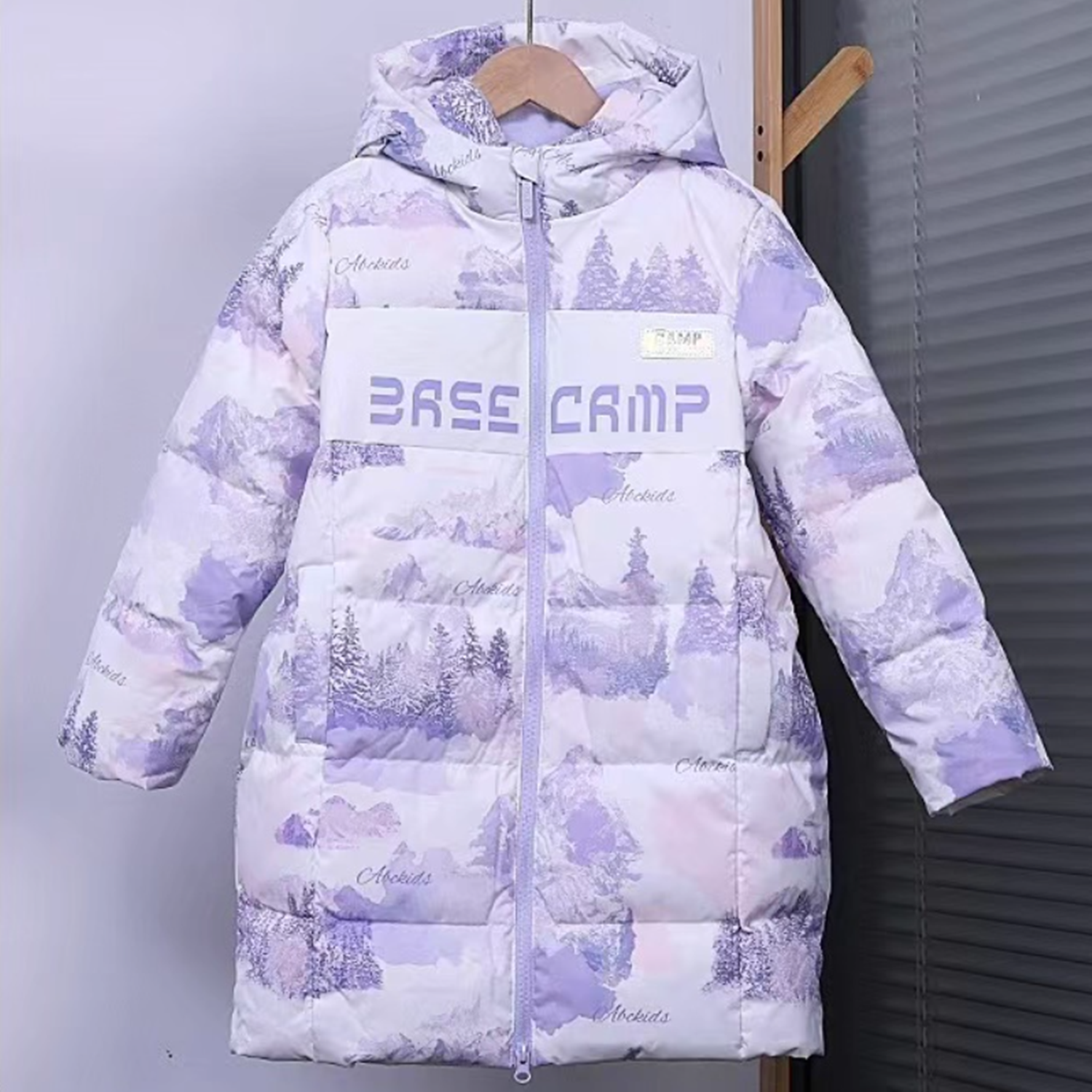 Abckids童装女童羽绒服2025冬季新款儿童中长款加厚保暖连帽外套