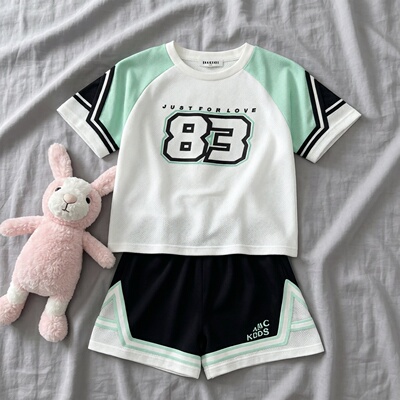 专柜正品abckids童装夏款男童篮球服短袖短裤运动套装F422317011