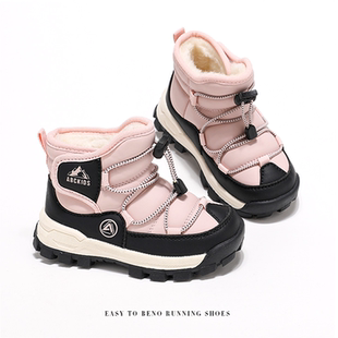 abckids童鞋2025冬季新款儿童休闲鞋 雪地靴大童高帮加绒棉鞋百搭