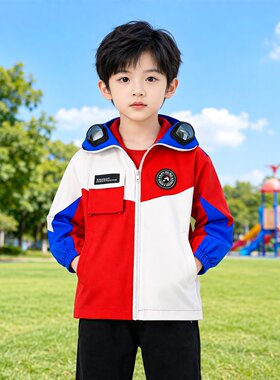 Abckids男童春秋连帽撞色风衣