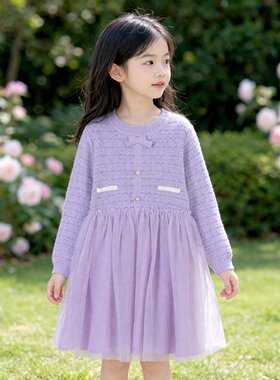 abckids童装春季新品女童中童洋气公主毛织连衣裙正品 F331316220
