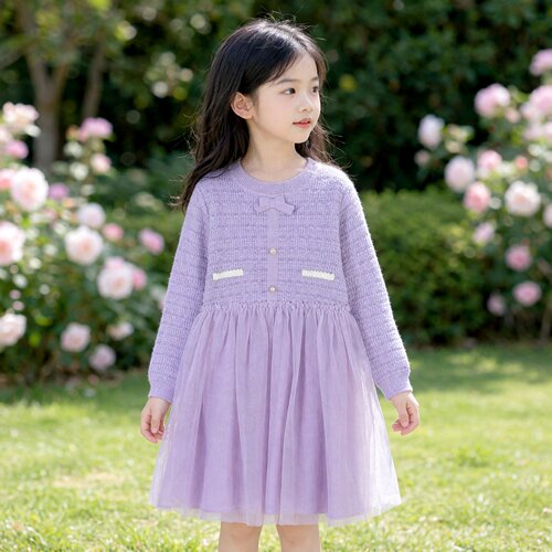 abckids童装春季新品女童中童洋气公主毛织连衣裙正品 F331316220