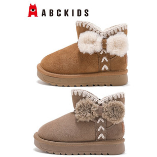 ABCkids女童雪地靴2025新款冬季儿童雪地棉大童女孩靴子加绒棉鞋