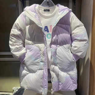 商场同款abckids童装冬季渐变色厚保暖中长外套羽绒服 F351309316