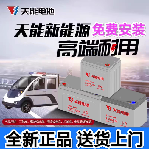 天能蓄电池12V100洗地机小火车