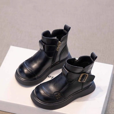 真皮女童靴子儿童马丁靴公主皮鞋