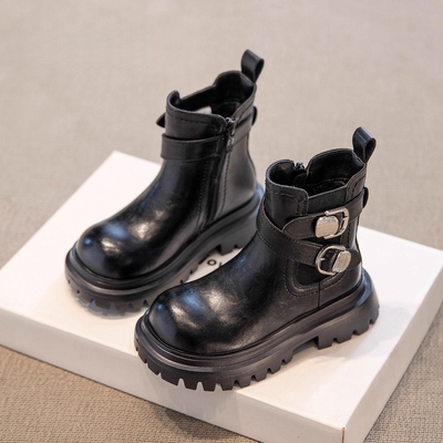 真皮女童马丁靴儿童软底加绒皮靴