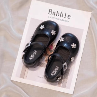 真皮女童鞋公主鞋女孩时尚单鞋2026新款春秋款儿童黑色软底小皮鞋