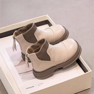 女童靴子2025秋冬新款软底真皮儿童公主靴短靴皮靴马丁靴加绒棉靴