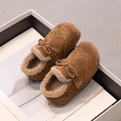 真皮女童勃肯鞋秋冬软底加绒棉鞋