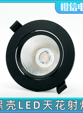 黑色射灯led天花灯嵌入式桶灯吊顶孔灯5w10w12w18w黑壳牛眼灯cob